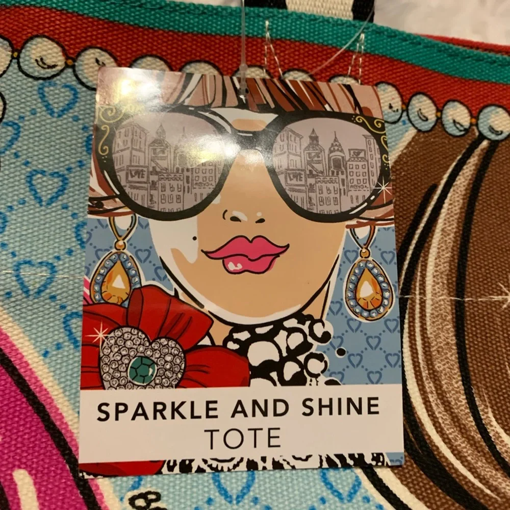 BRIGHTON bright and colorful “Sparkle and Shine” oversized Tote bag NWT - Picture 3 of 13